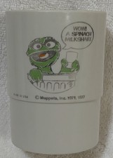Vintage Sesame Street Oscar the Grouch Plastic Cup 1977 Muppet SPINACH MILKSHAKE