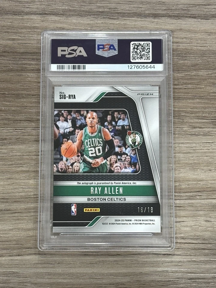 Flor de loto firmas Panini Prizm RAY ALLEN 2024-25/18 PSA 9 Foto 2 de 2