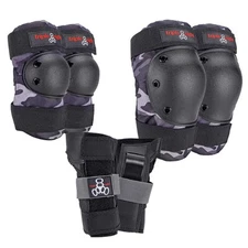 Triple Eight Saver Series Knee Elbow Wrist Pads Skate Set Charcoal Camo Medium