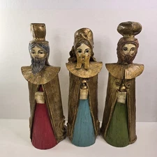 De Sela 3 Christmas Magi King Paper Mache Wise Men 16" Folk Art. Mexico. Read!!!