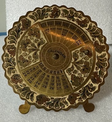 Vintage Brass Perpetual Calendar 28 Years 1944-1971 Desk Stand 