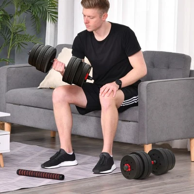 30kg Adjustable 2 IN 1 Barbell Dumbbells Weight Set for Body Fitness Lifting
