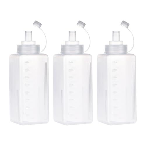 3Pcs Bottiglia Squeeze di Plastica, Bottiglia per Squeeze con Tappi, (S5Z)