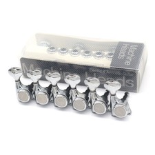 6 In Line Silver Guitar Tuning Pegs Locking Tuners Machine Heads for GOTOH Style