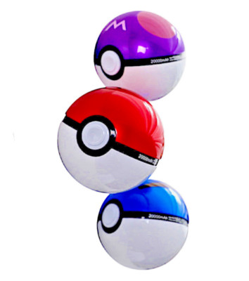 Pokemon Ball Power Bank 20000mAh LED External Battery Dual Port Portable Charger