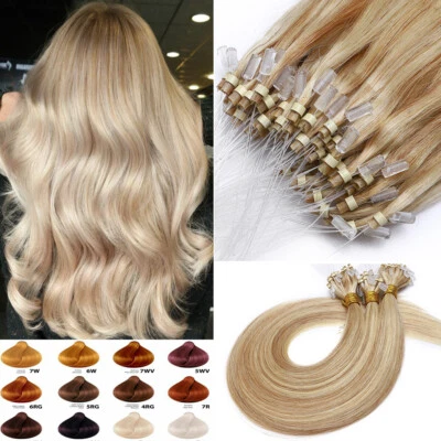 Microring Remy Echthaar Extensions Loop Haarverlängerung 1g/Strähnen Blond ombre - Bild 1 von 4