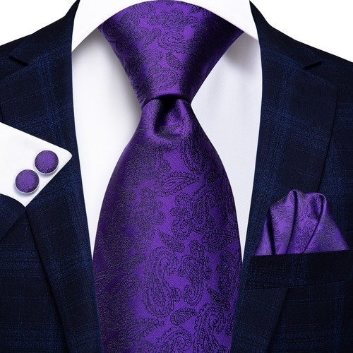 Reino Unido 100 % seda para hombre corbata de cachemira conjunto de corbatas azules a rayas florales negras corbatas de boda - Imagen 53 de 248