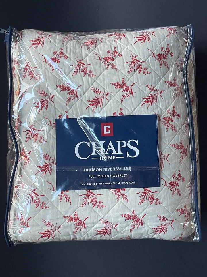 RARE New Ralph Lauren Chaps FULL QUEEN *Hudson River Valley QUILT Coverlet Red - Image 3 of 4