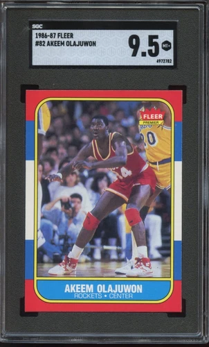 1986 Fleer Hakeem Olajuwon #82 - HOF Rookie RC - SGC 9.5 MINT+