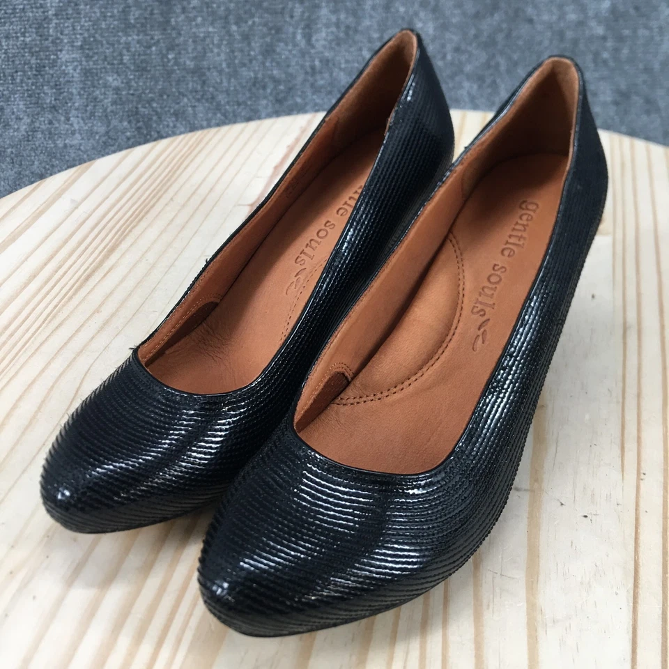 Zapatos de salón Gentle Souls para mujer 7,5 M Rupert finos sin cordones de cuero negro Foto 3 de 4