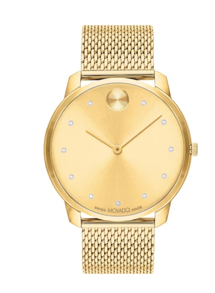 新品 MOVADO BOLD ゴールド メッシュベルト 腕時計 3600833 NEW Movado BOLD Men's Thin Gold Diamond Markers Watch 3600903 $795
