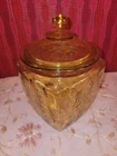 Federal Amber Depression Glass Madrid Design Cookie/Biscuit Jar with Lid