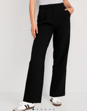 Old Navy Extra High Waisted Taylor Wide Leg Trousers Size S PETITE- Black- NWOT