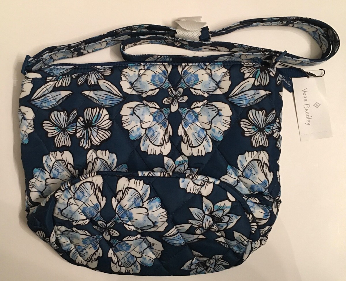 Vera Bradley Ultralight Bucket Crossbody Purse Tote Blue Floral