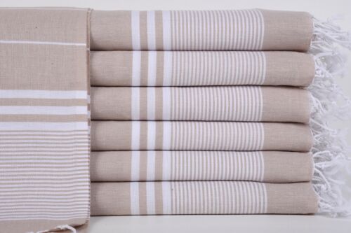 Serviette de cuisine, serviettes cadeaux de mariage, nappe rayée, serviette beige, 24 x 40 pouces - Photo 1/10