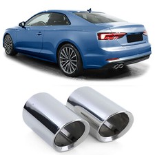 2x Endrohr Blenden Edelstahl 80mm Rund für Audi A5 F5 2016-2019 2.0TFSI + 2.0TDI