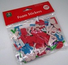 CRAFTERS SQUARE PEEL  STICK FOAM NUMBERS  LETTERS ASSORTED COLORS 200 PC NIP