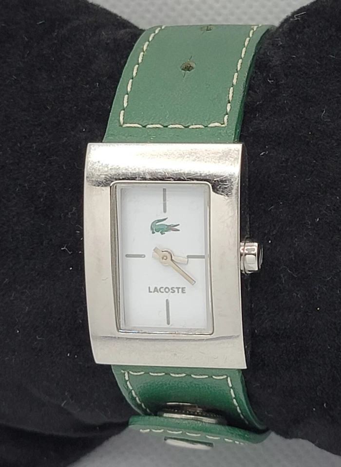 Ladies Lacoste Classic Tank Silver Tone Green Leather Watch LC.43.3.14.2207 L2 - Image 2 of 4