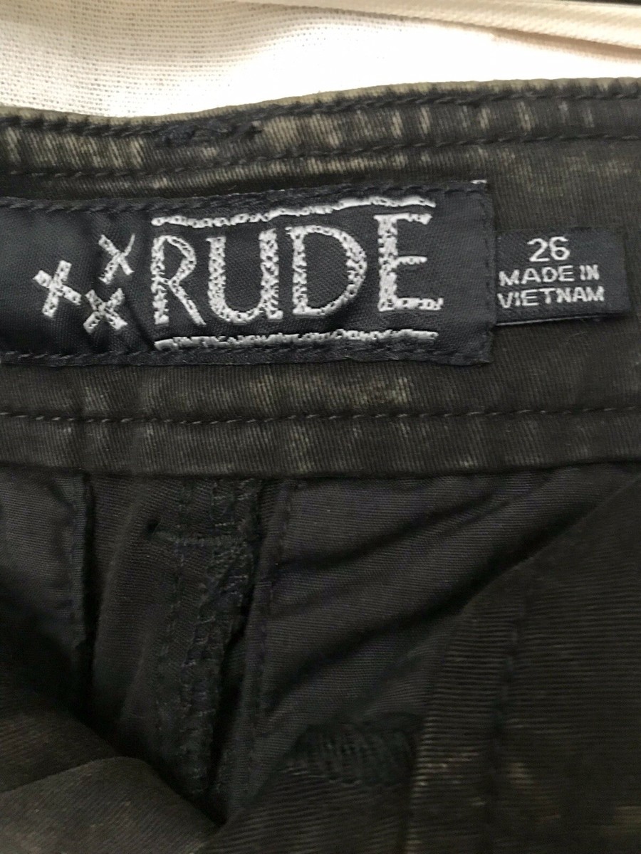 XXX RUDE OLIVE BLACK WASH CARGO SHORT HOT TOPIC.SOLD OUT STYLE! NEW W/TAGS! S 26 View 5