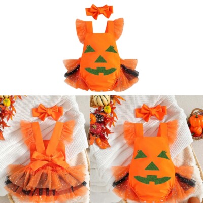 Baby Girls Set Halloween Outfit Comfortable Costume Elastic Headband Tutu Mesh