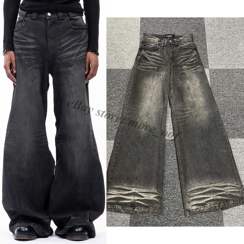 No Faith Faded Dune Distressed BAGGY Denim Trousers Flared No Faith Faded Dune Distressed BAGGY Denim Trousers Flared