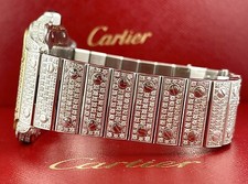 Cartier Santos Large Men's 40mm Roman Gold Dial Steel Watch Iced 10ct Diamonds 4
