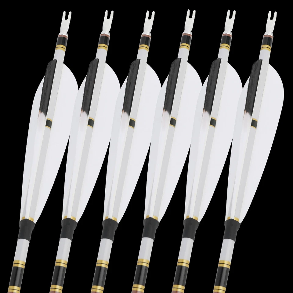 31" Pure Carbon Arrows 5" Feather SP340 400 500 600 Shaft Bow Hunting Target - Image 2 of 4