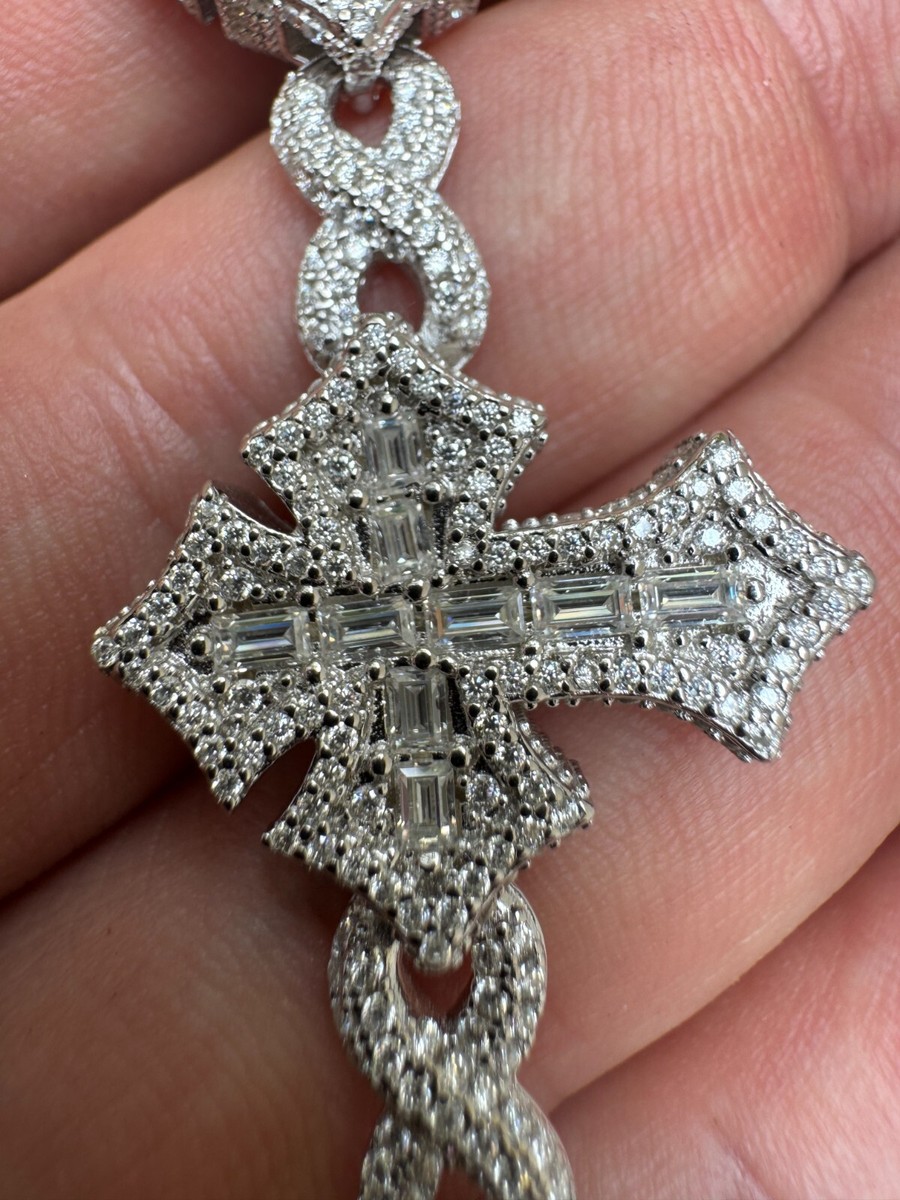 MOISSANITE Real Heavy 24mm 3D Gothic Cross Link Hip Hop MOISSANITE Real Heavy 24mm 3D Gothic Cross Link Hip Hop