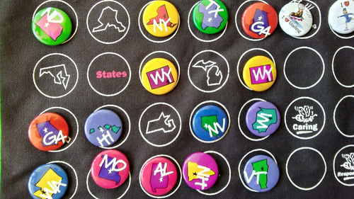 American Girl Grin Pin 32”X 19” Banner With Large Pin Collection, 72 Pins - Picture 7 of 7