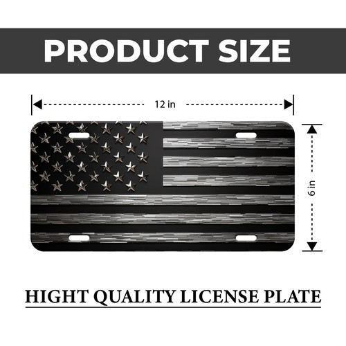 Vintage Black American Flag License Plate Decorative Car Front License plate - Picture 4 of 6