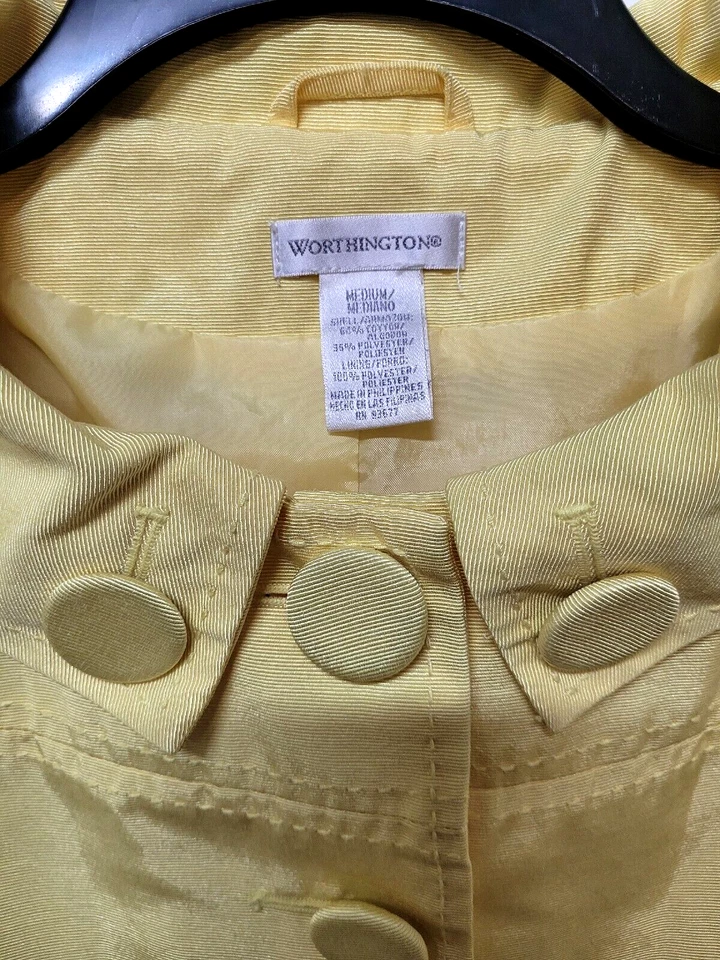 Worthington Amarillo Brillante Oversize Botón Ropa Exterior Chaqueta Mujer Grande De Colección  Foto 3 de 4