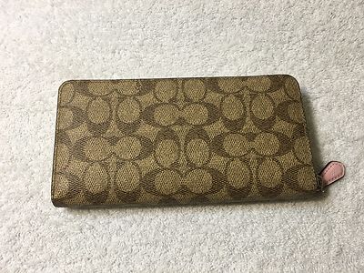 COACH 財布 NWT Coach Colorblock Signature Accordion Zip Wallet Silver Khaki
