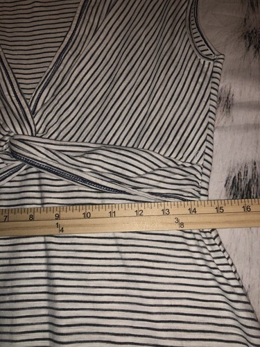 Mystree Dress Women's Med. White Blue Striped Sleeveless Twist Front Knee Length - Picture 7 of 8
