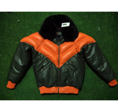 Men s Le Jacket V-Bomber Two-Tone: 100% Original Fox Skin Collar All Size M ARIF