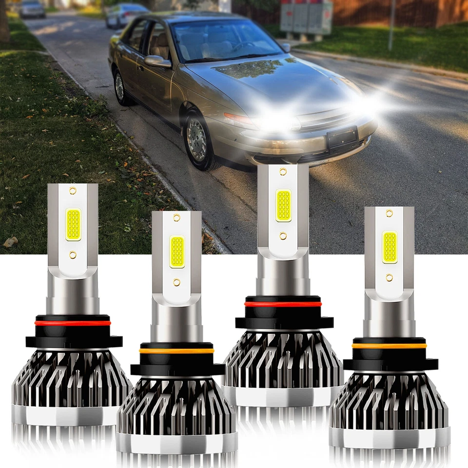 Para Saturn L100 2001-2002 Combo 4 Bombillas Faro LED 6000K Blanco Kit 9005 9006 Foto 2 de 4