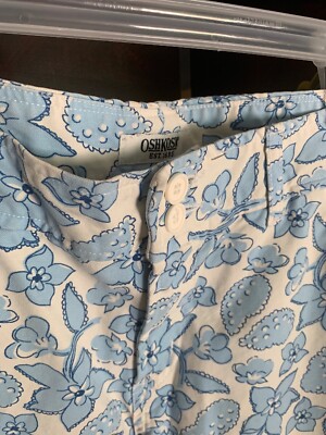 Oshkosh Women's 100% Cotton Casual Pants Floral Blue White