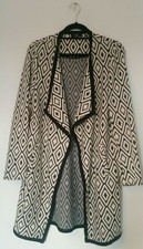 Wallis Duster Coat 14 42 Jacket Long Sleeve Collarless Lapel Pockets Waterfall