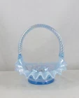 Fenton CV229 LK Misty Blue Opalescent Iridized Hobnail 6" Twisted Handle Basket