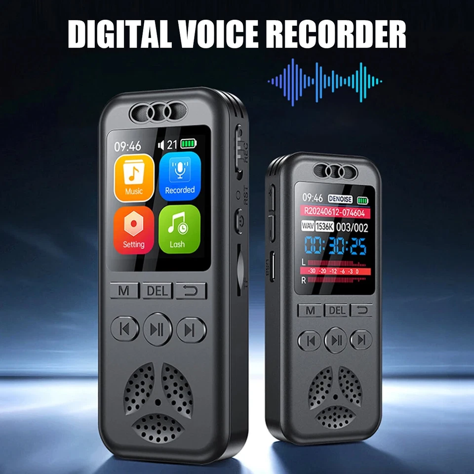 128GB/64GB Digital Voice Recorder Dictaphone Audio MP3 Player Sound Recording US - Image 2 of 4