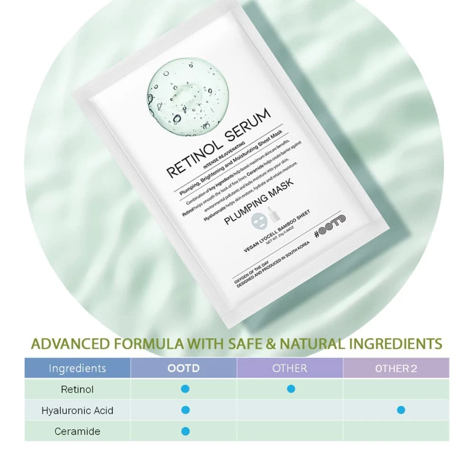 Retinol Sheet Mask - Koreanische Tuchmaske - Alle Hauttypen - 10x pro Packung - Bild 2 von 4