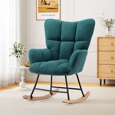Rocking Chair Upholstered Accent Chair for Nursery Living Room Bedroom Green