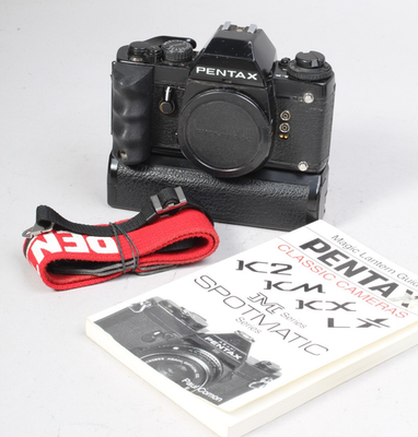 PENTAX LX WITH MOTOR WINDER GRIP STRAP CAP MANUAL METER WORKS READ