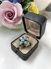 VINTAGE MODERNIST BRUTALIST SOLID 925 STERLING SILVER TURQUOISE RING SIZE J 5