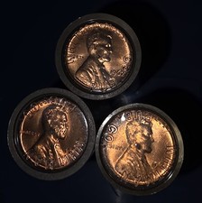 1962 P Lincoln Cents Bu Roll 3 Rolls 150 Cents