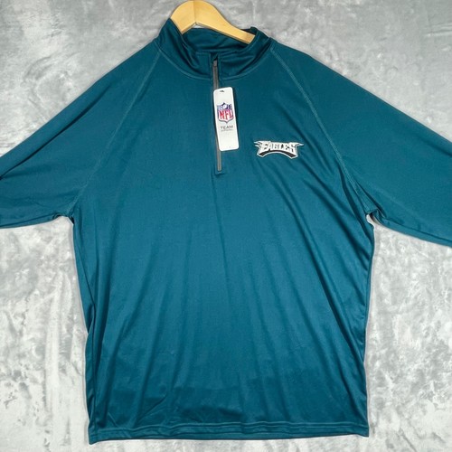 NFL Team Apparel Philadelphia Eagles Mens Quarter Zip Pullover Midnight Green P