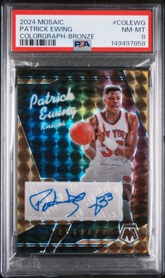 Panini 2024-25 Mosaic Colorgraphs Patrick Ewing Bronze Prizm Auto /49 PSA 8
