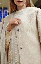 Uniqlo Beige Fleece Coat Ivory Piled Fleece Coatigan Womens Large