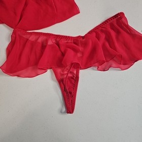 Victoria&rsquo;s Secret Vintage Bow Red Babydoll Lingerie 36D & Flutter Panty Size M/L