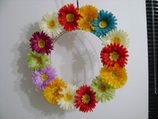 DAISY GERBERA (14) 4 1/2"ARTIFICIAL SILK MULTI-COLOR FLOWERS CLIP-ONS HEADS NWTS