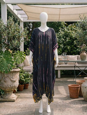 Vibrant Multicolor Tie Dye Kaftan–Boho Maxi Kaftan Dress,Beach Cover Up